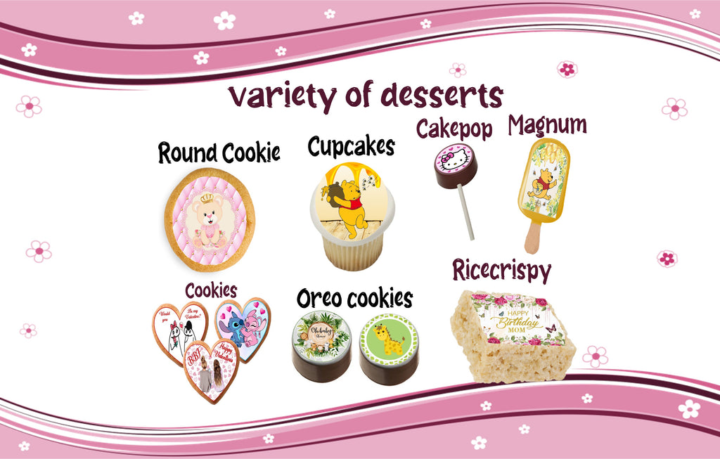 Hoja de azúcar (Diseño Personalizado) para decoracion de postres, tamaño regular