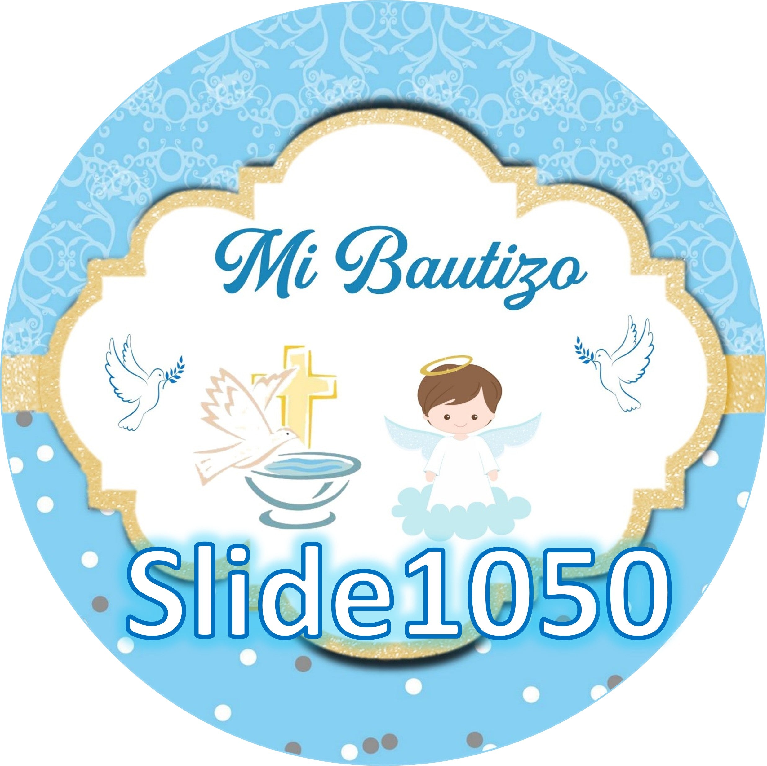 Sugar sheet for dessert decoration, (My Baptism) 8” or 20 images of 1.81” in round