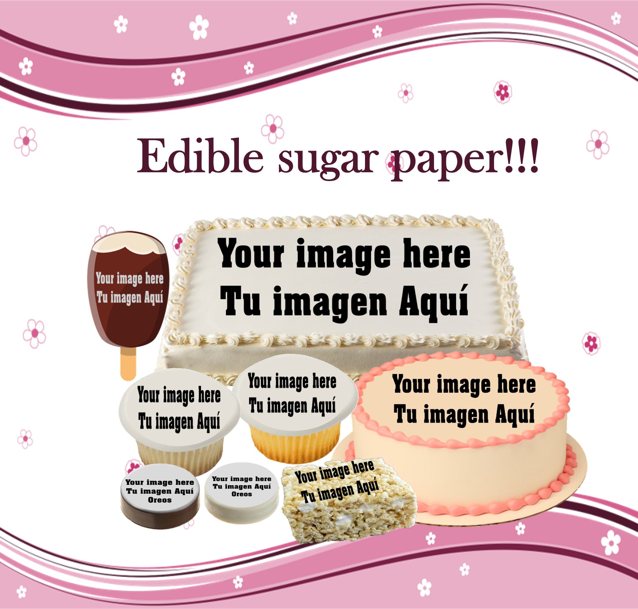 Papel de azúcar comestible para oreos, cupcakes y mas… (Cielito Lindo) 20 imágenes de 1.81” en redondo