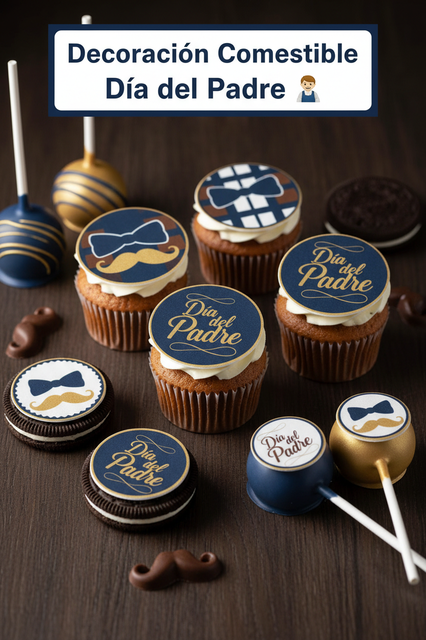 Decoración comestible Día del Padre - galletas, cupcakes y cake pops