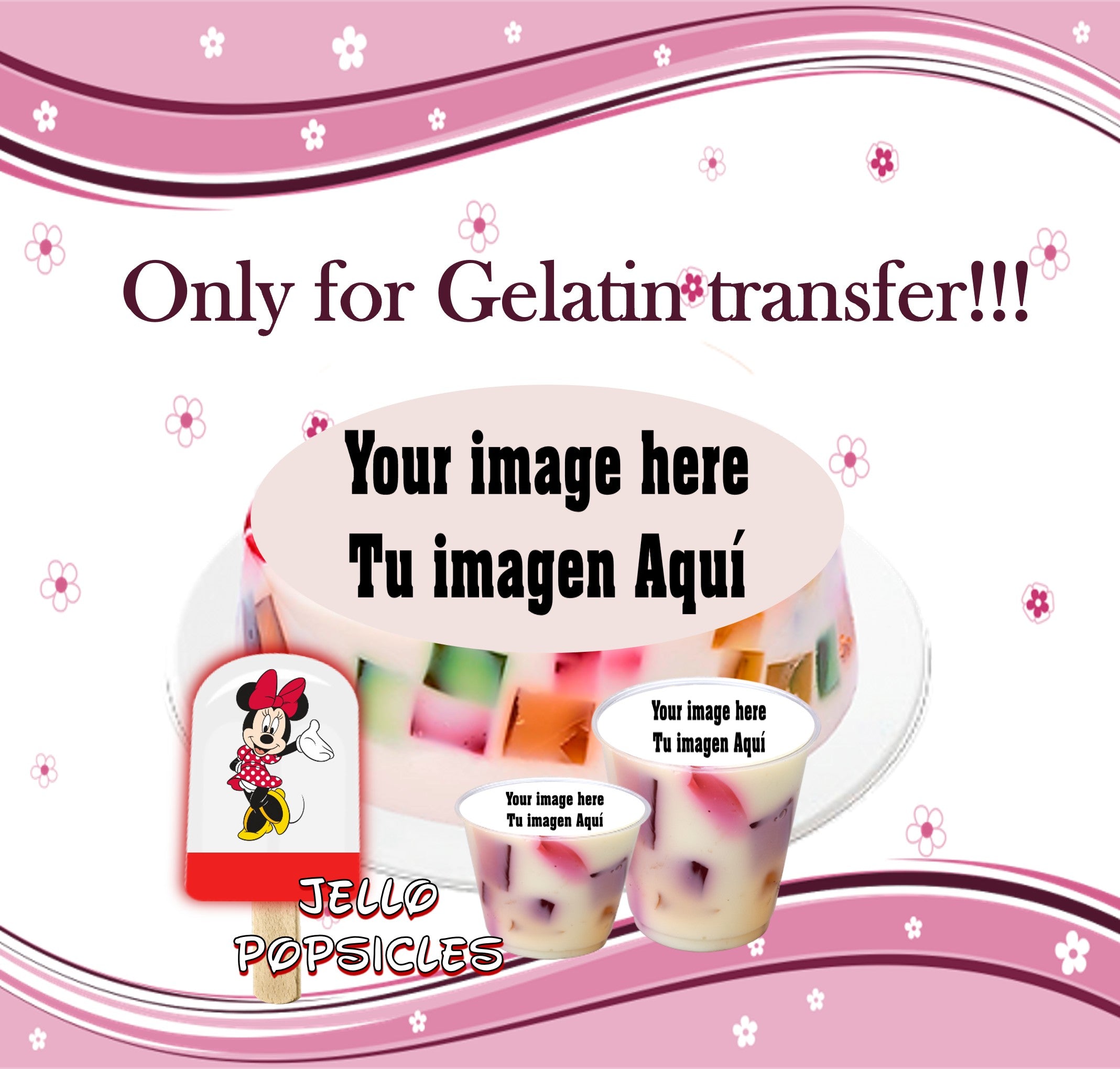 Hoja de azúcar (Diseño Personalizado) para decoracion de postres, tamaño regular