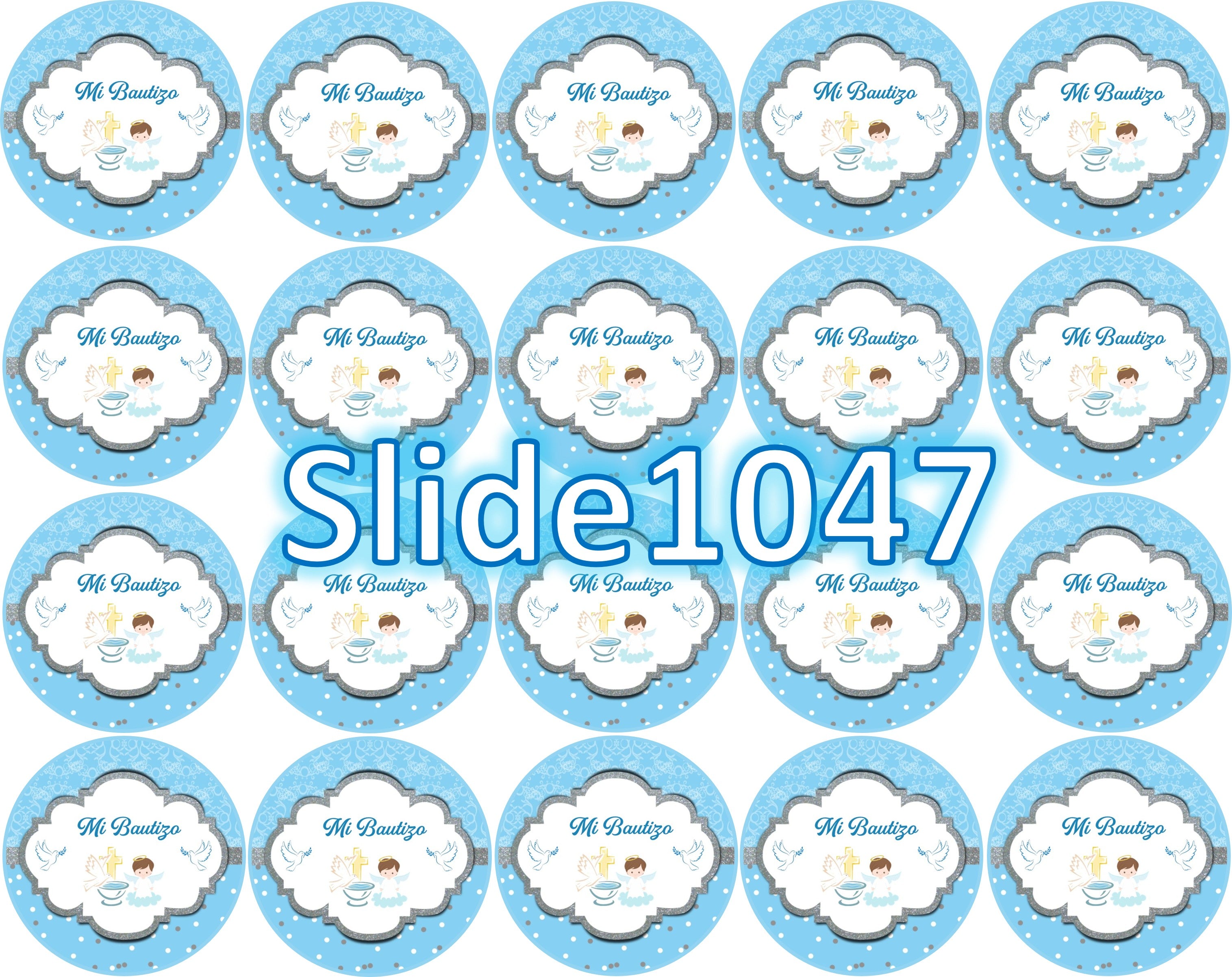 Sugar sheet for dessert decoration, (My Baptism) 8” or 20 images of 1.81” in round