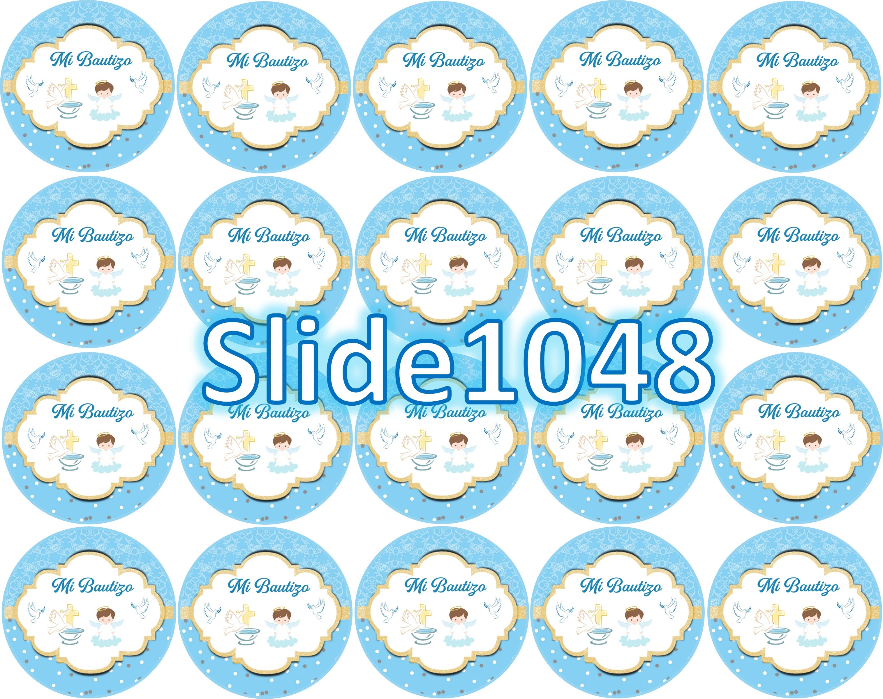 Sugar sheet for dessert decoration, (My Baptism) 8” or 20 images of 1.81” in round