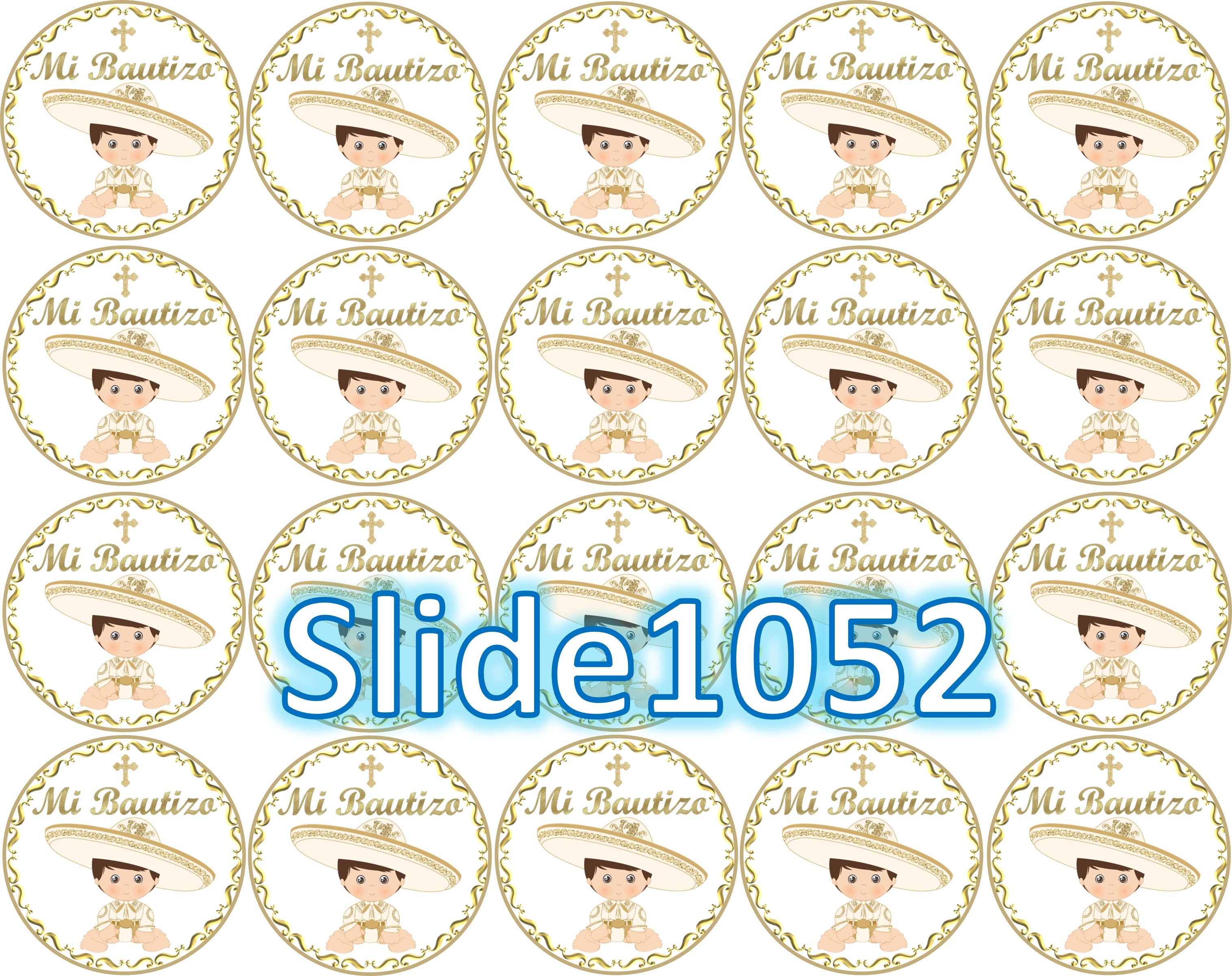 Sugar sheet for dessert decoration, (My Baptism) 8” or 20 images of 1.81” in round