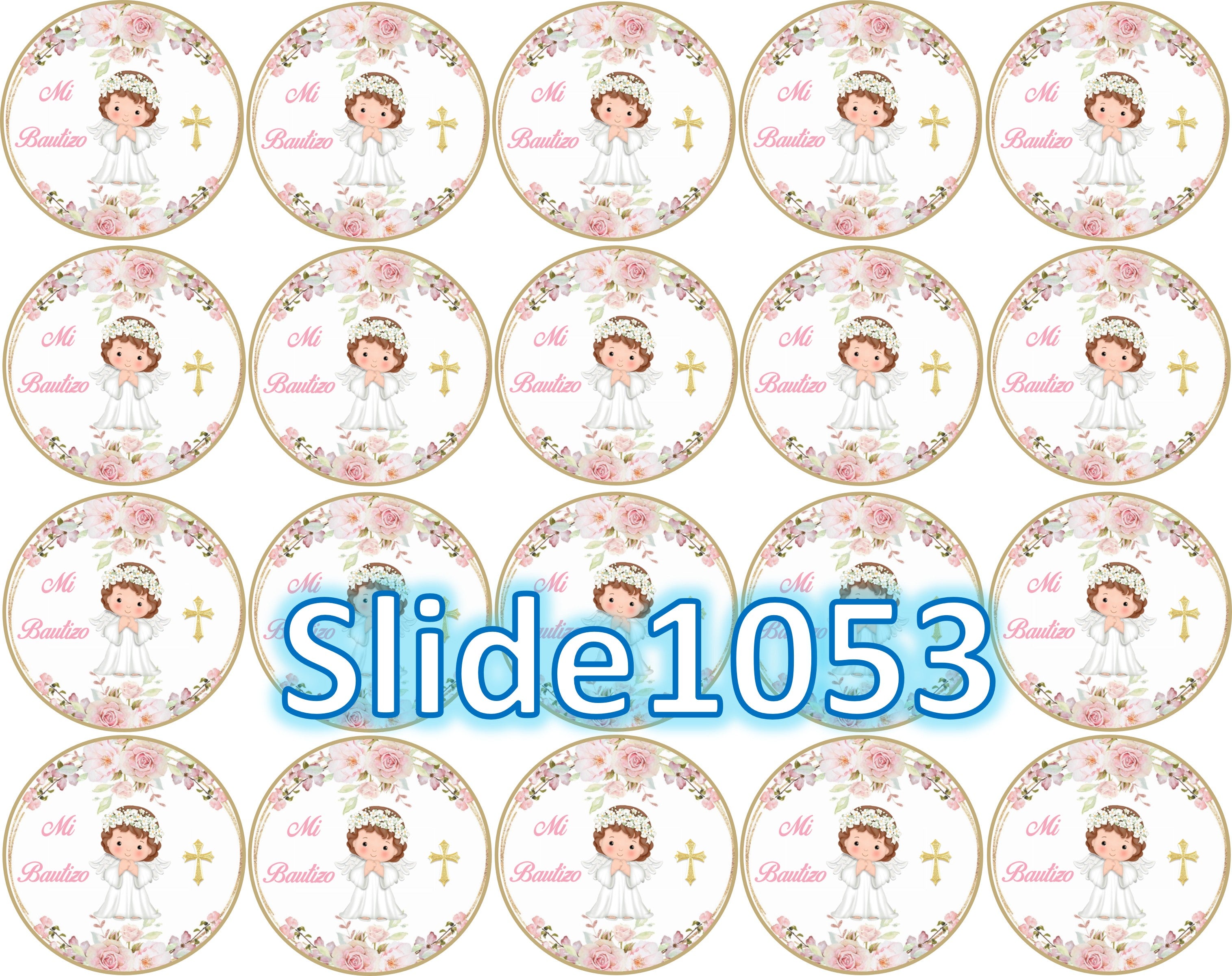 Sugar sheet for dessert decoration, (My Baptism) 8” or 20 images of 1.81” in round