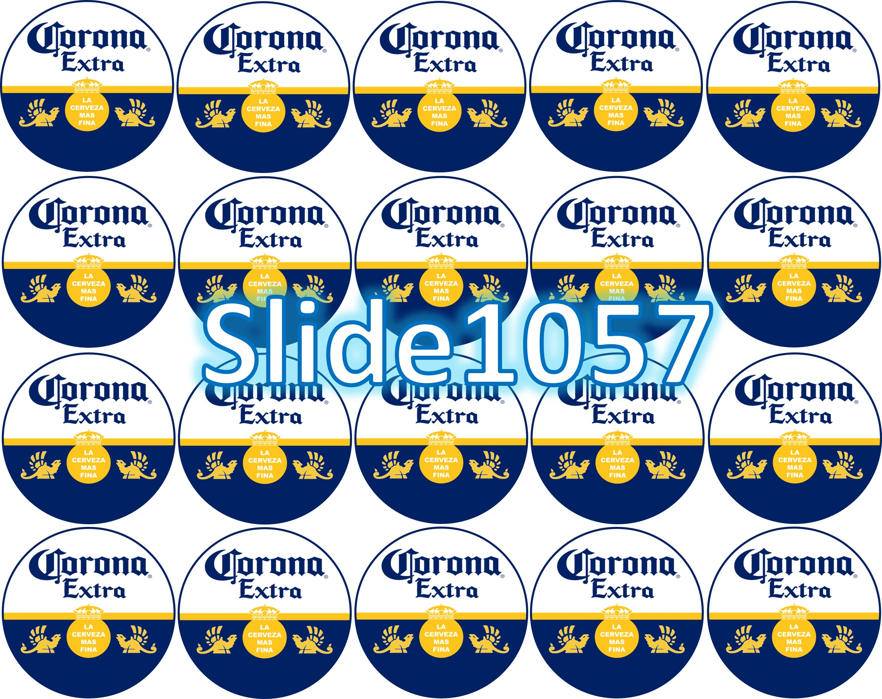 Hoja de azúcar para decoracion de postres, (Bebidas) de 8” o 20 imagenes de 1.81” en redondo