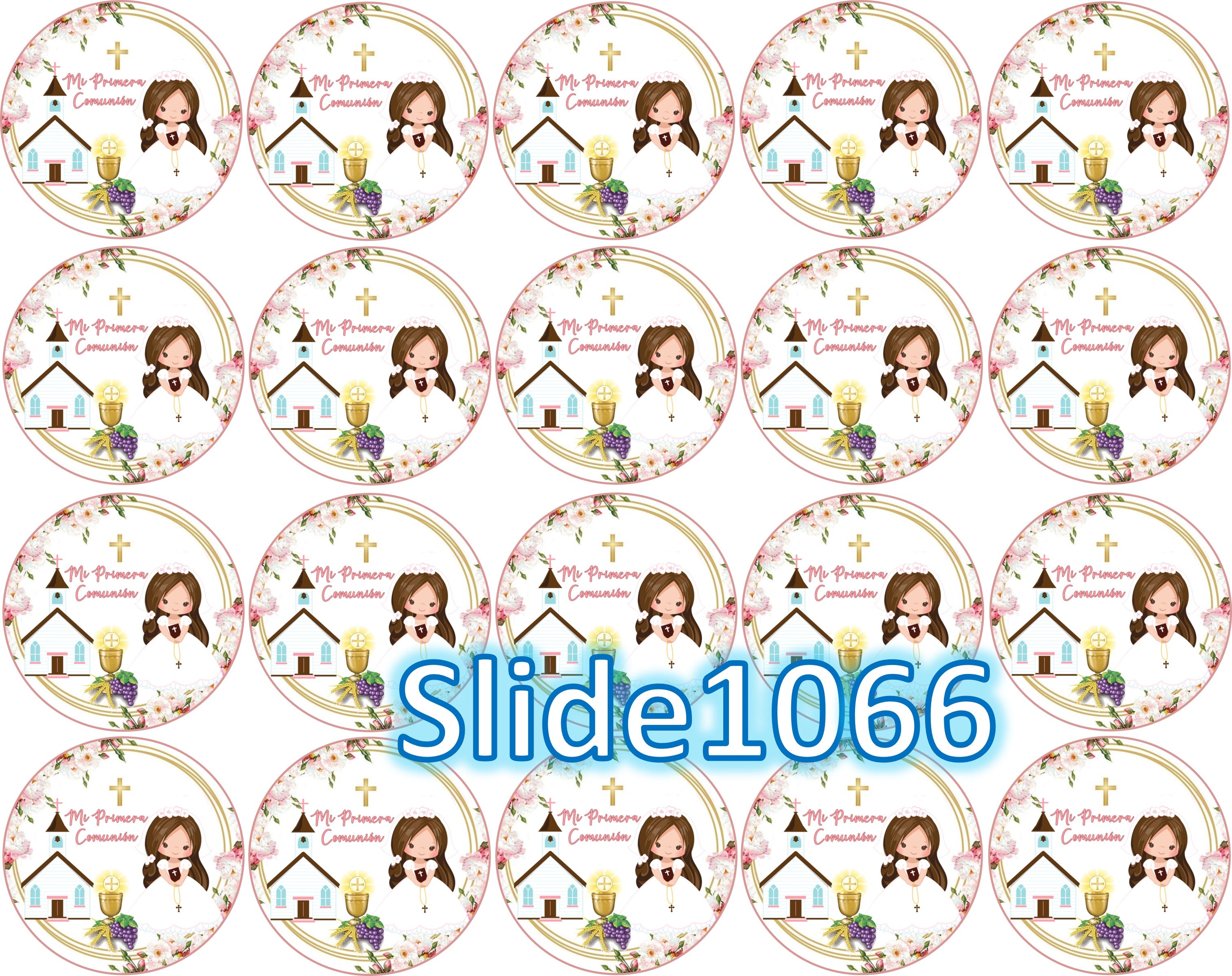 Sugar sheet for dessert decoration, (First Communion) 8” or 20 round images of 1.81”