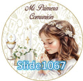Sugar sheet for dessert decoration, (First Communion) 8” or 20 round images of 1.81”
