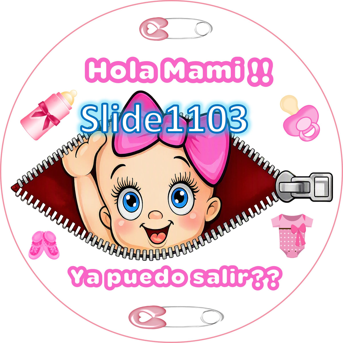 Edible sugar sheet for dessert decoration, (Girl Baby Shower Design) 8" round or 20 images of 1.81" round