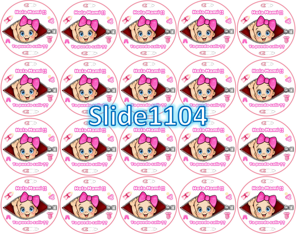 Edible sugar sheet for dessert decoration, (Girl Baby Shower Design) 8" round or 20 images of 1.81" round