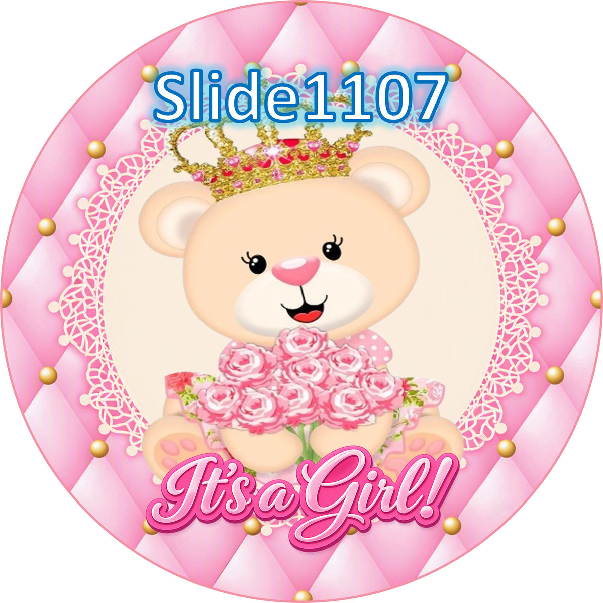Edible sugar sheet for dessert decoration, (Girl Baby Shower Design) 8" round or 20 images of 1.81" round