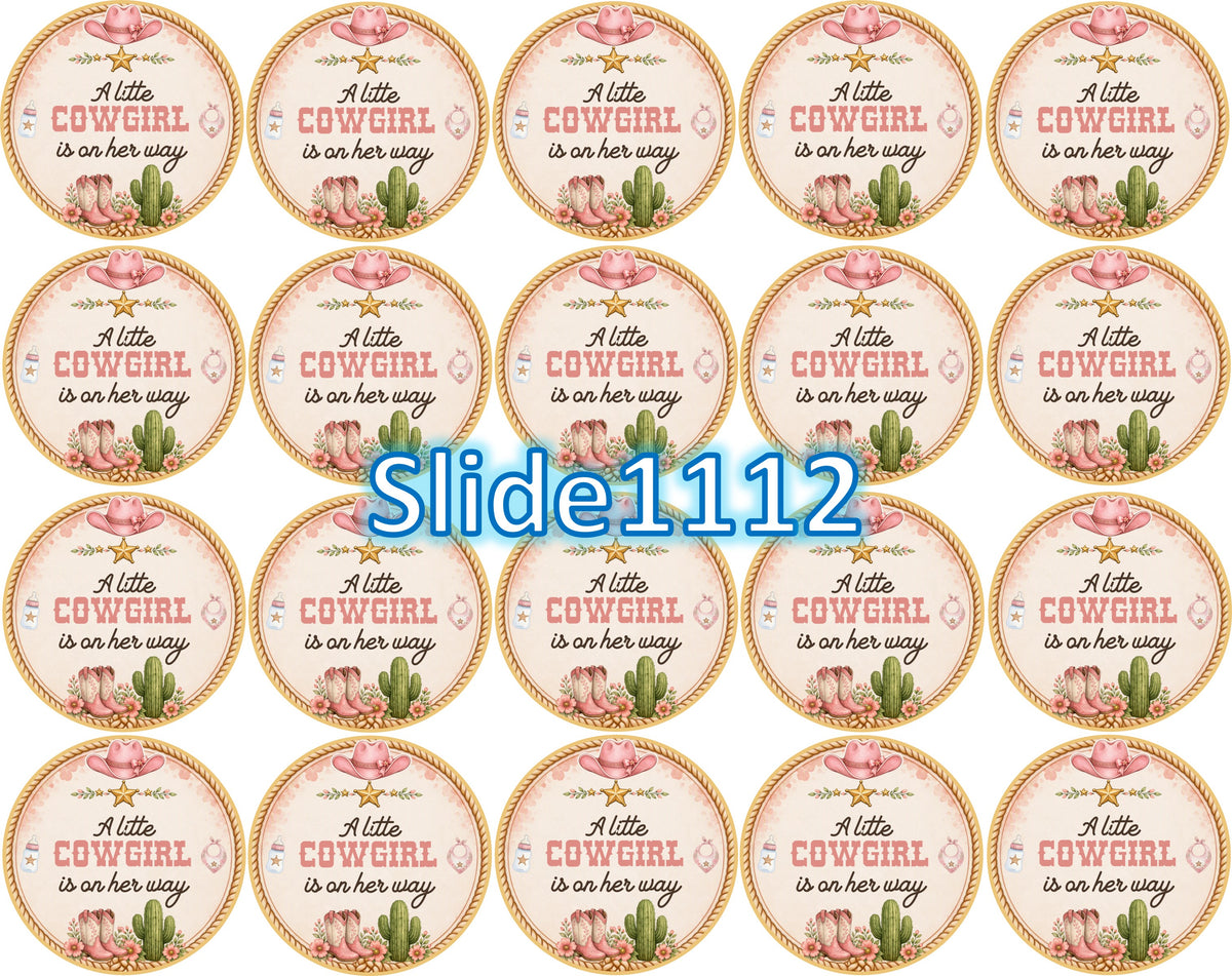 Edible sugar sheet for dessert decoration, (Girl Baby Shower Design) 8" round or 20 images of 1.81" round