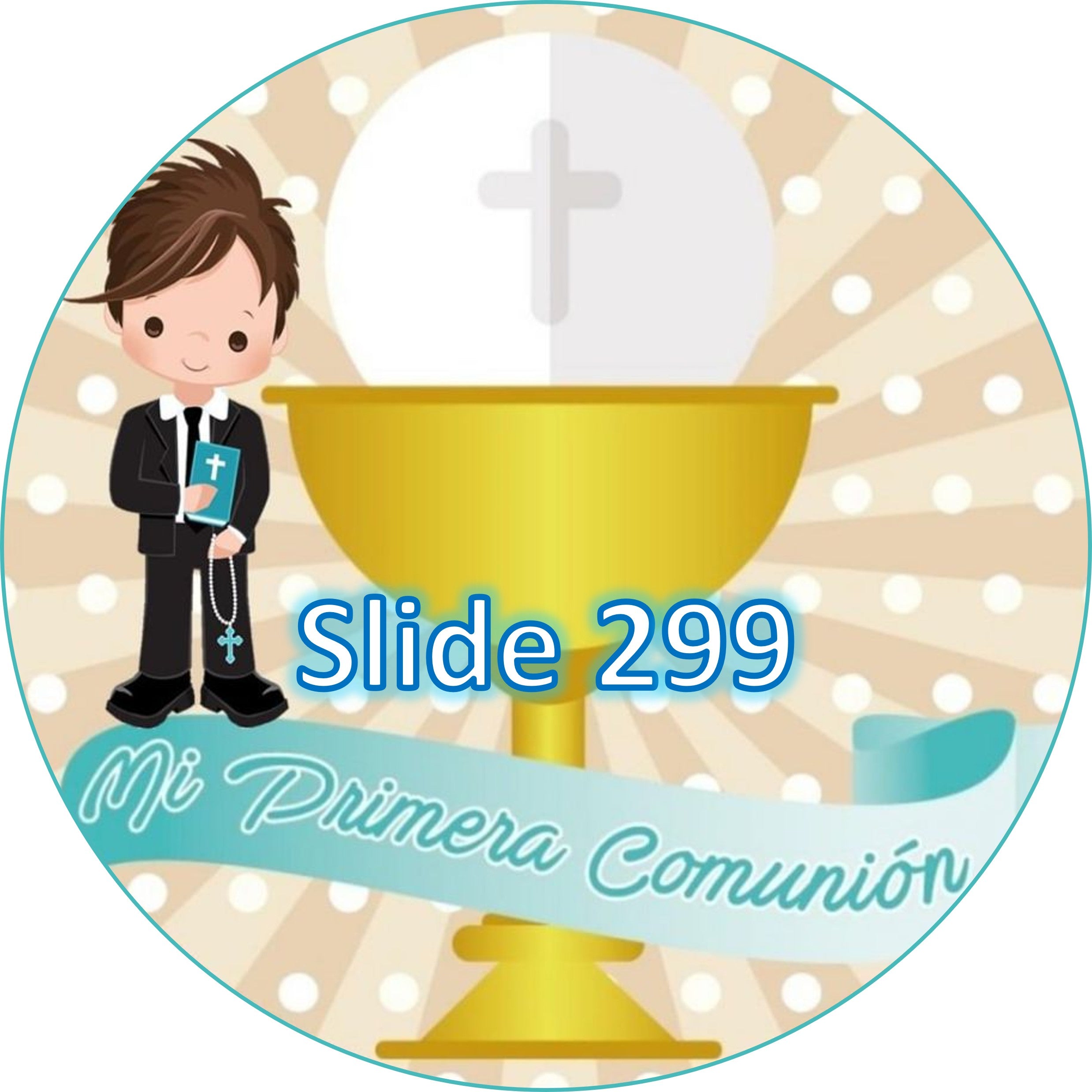 Sugar sheet for dessert decoration, (First Communion) 8” or 20 round images of 1.81”