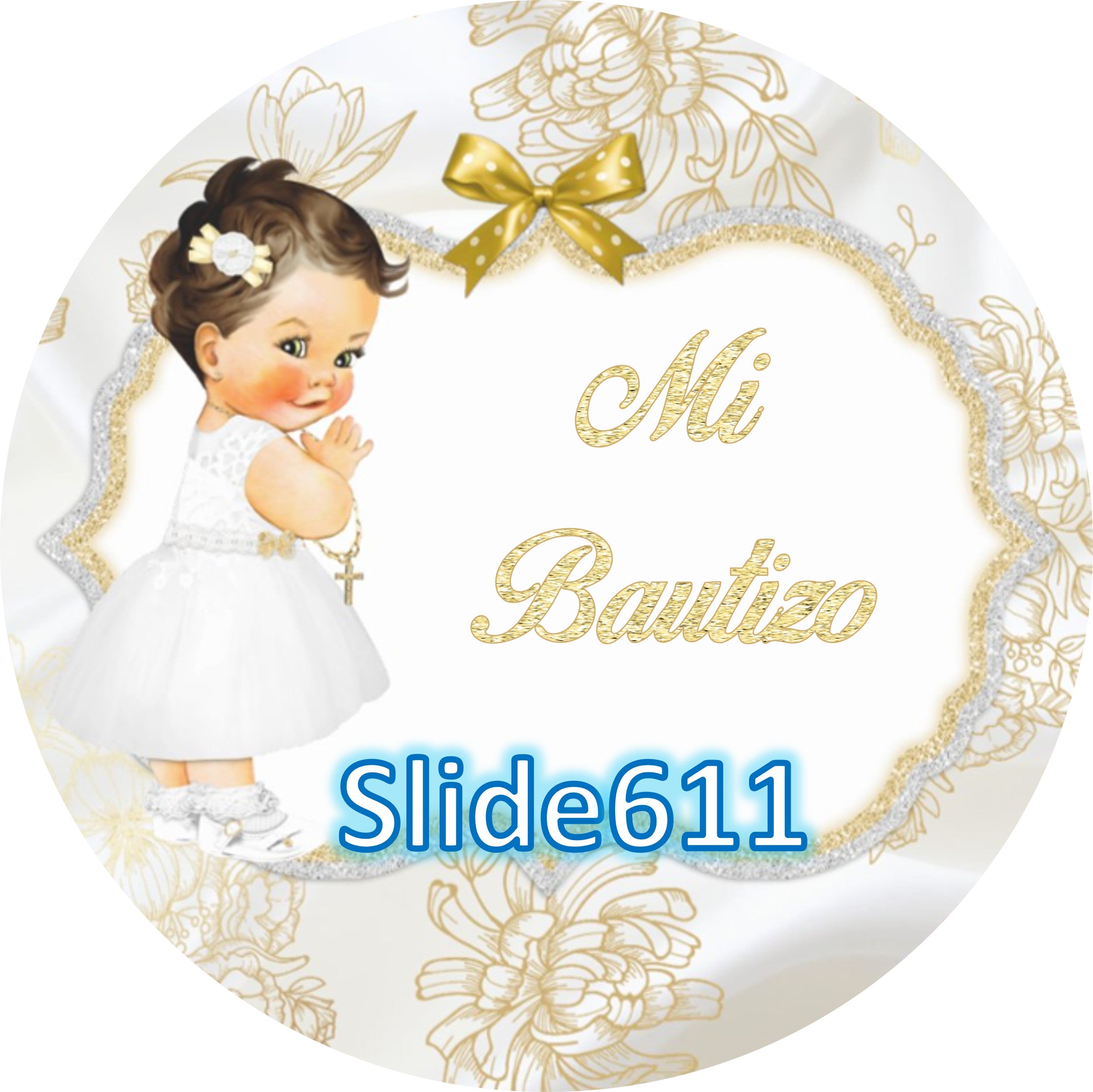 Sugar sheet for dessert decoration, (My Baptism) 8” or 20 images of 1.81” in round