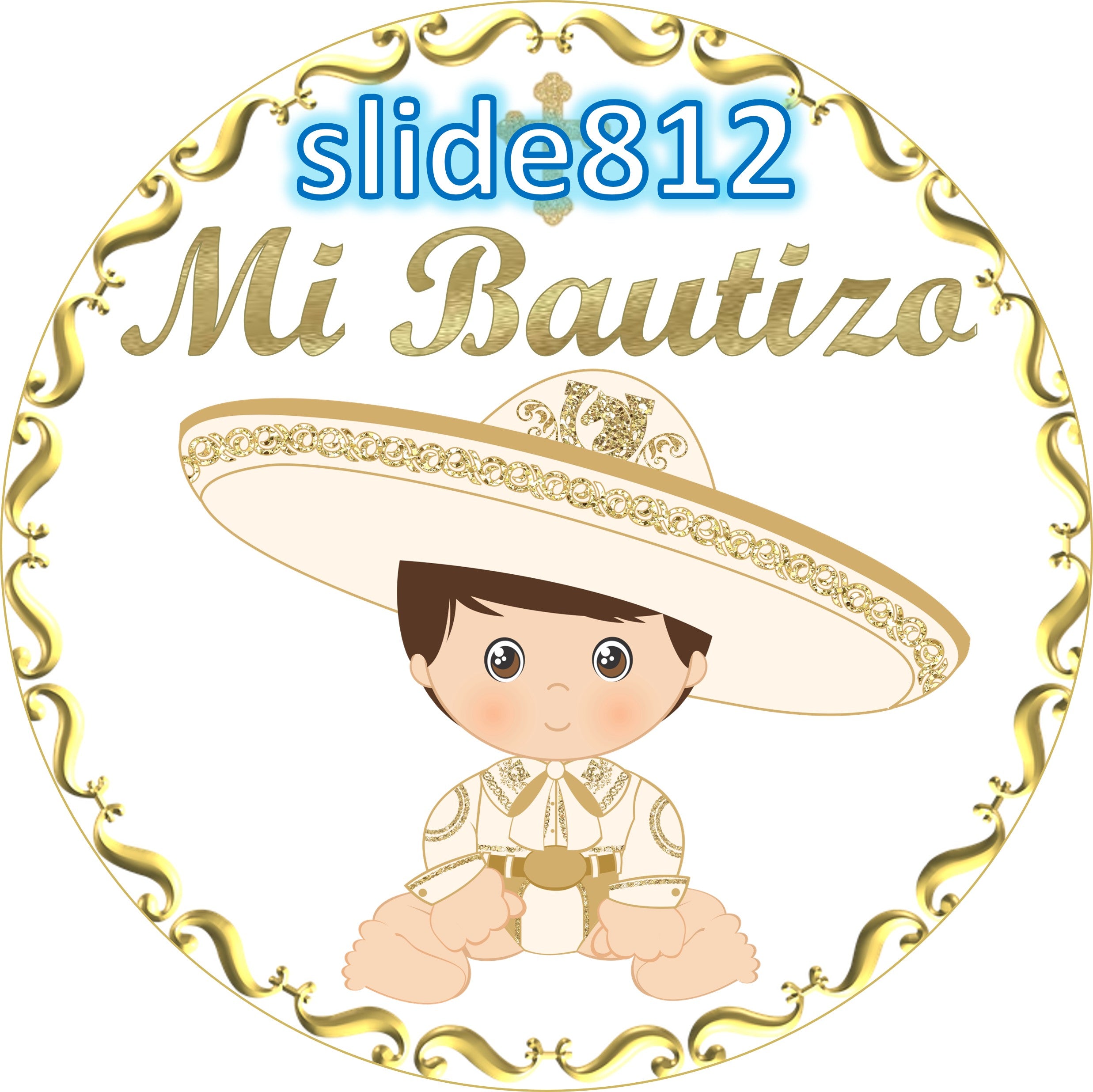 Sugar sheet for dessert decoration, (My Baptism) 8” or 20 images of 1.81” in round