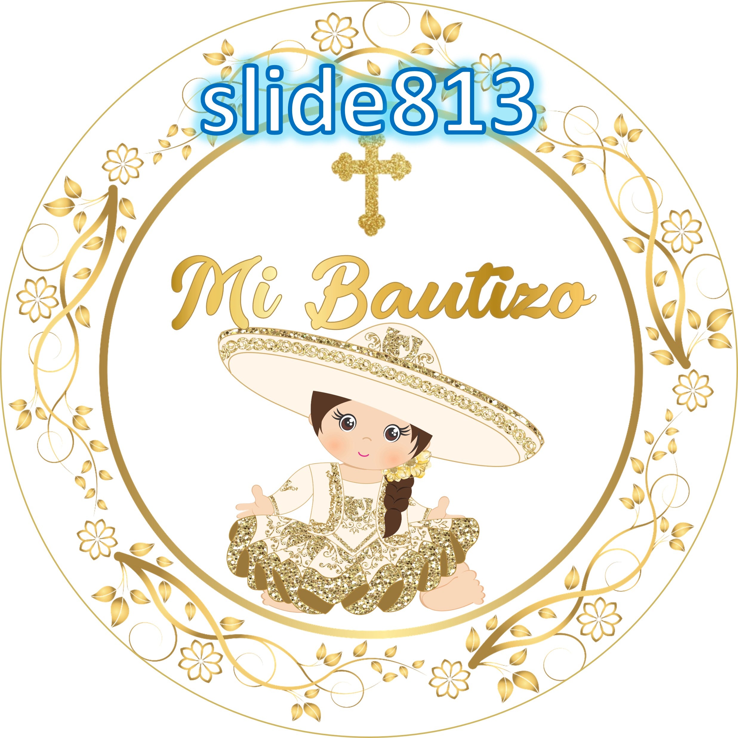Sugar sheet for dessert decoration, (My Baptism) 8” or 20 images of 1.81” in round