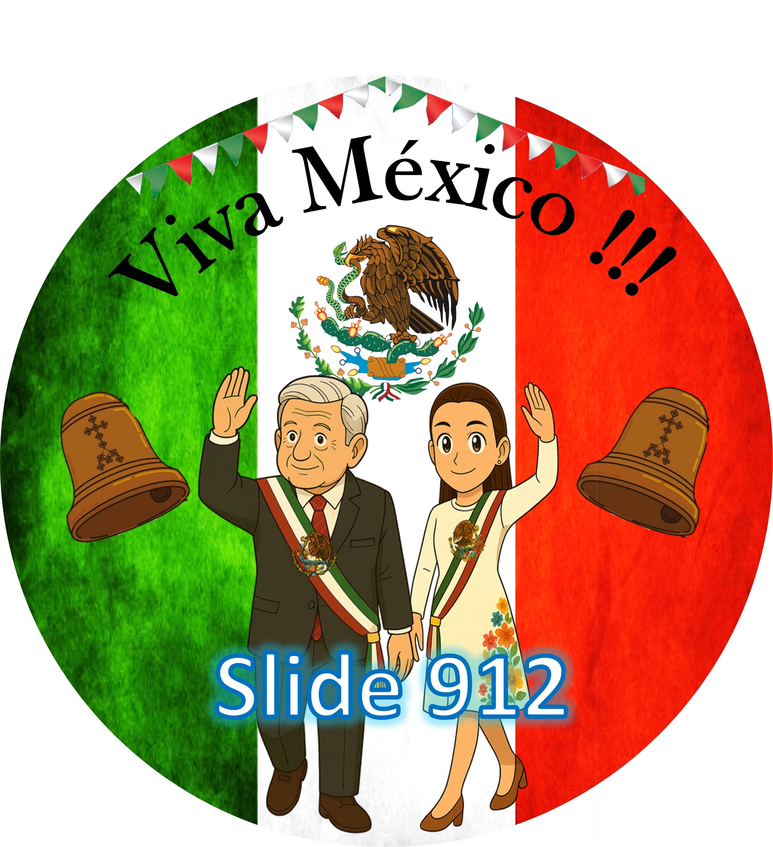 Hoja de azúcar para decoracion de postres, (Fiesta Mexicana) de 8” o 20 imagenes de 1.81” en redondo