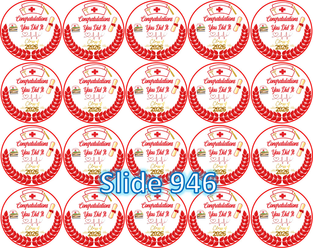 Sugar sheet for dessert decoration, (Graduation) 20 round images of 1.81”
